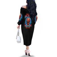 Your Demons Hide Under Your Bed Thunder Skull Family Matching Off Shoulder Long Sleeve Dress and Hawaiian Shirt - Wonder Print Shop