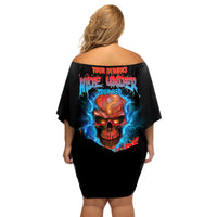 Your Demons Hide Under Your Bed Thunder Skull Family Matching Off Shoulder Short Dress and Hawaiian Shirt - Wonder Print Shop