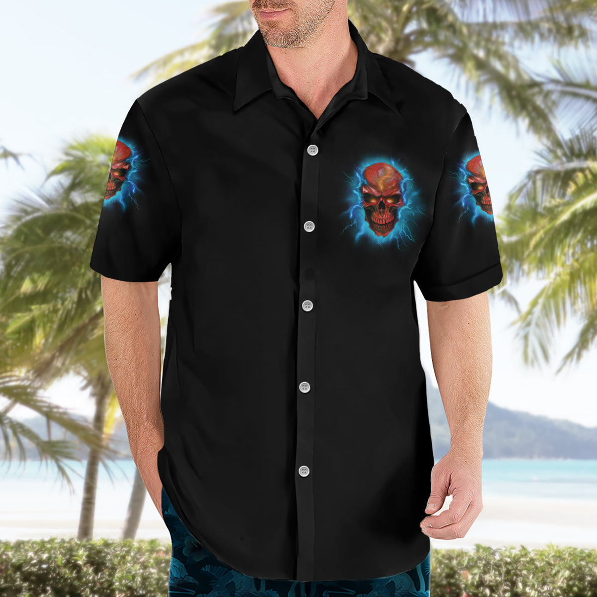 Your Demons Hide Under Your Bed Thunder Skull Hawaiian Shirt - Wonder Print Shop