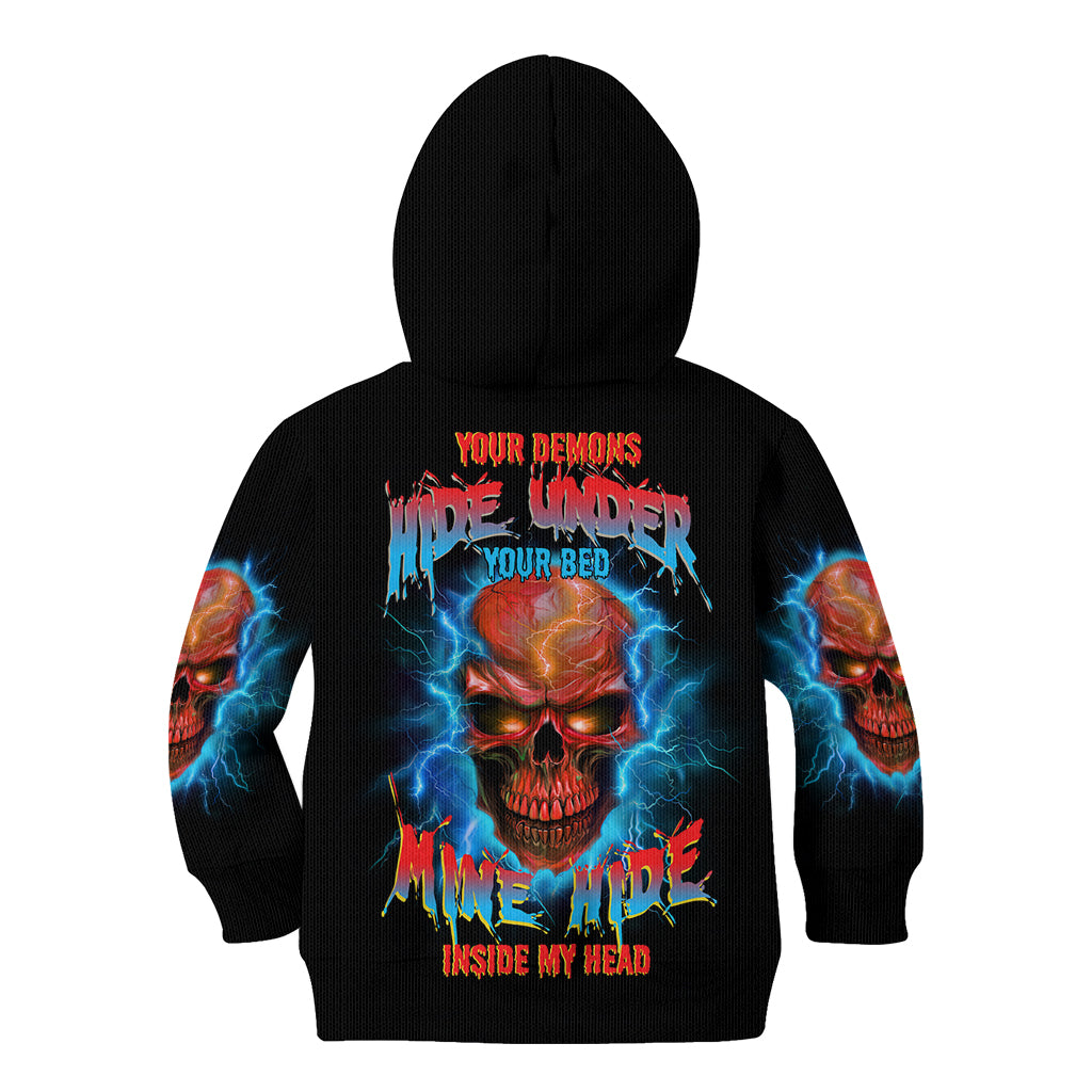Your Demons Hide Under Your Bed Thunder Skull Kid Hoodie - Wonder Print Shop