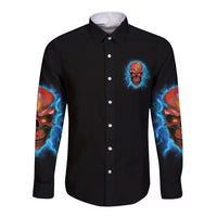 Your Demons Hide Under Your Bed Thunder Skull Long Sleeve Button Shirt - Wonder Print Shop