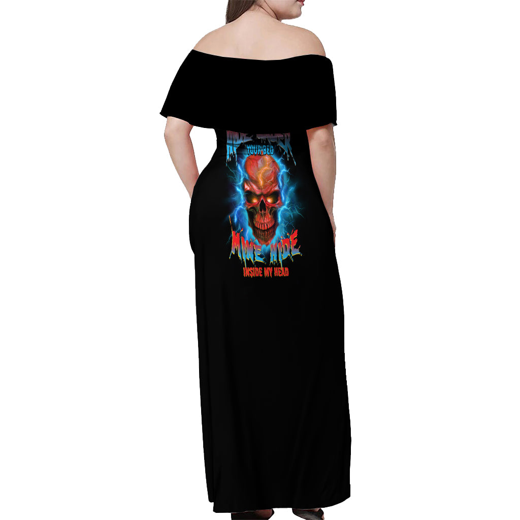 Your Demons Hide Under Your Bed Thunder Skull Off Shoulder Maxi Dress - Wonder Print Shop
