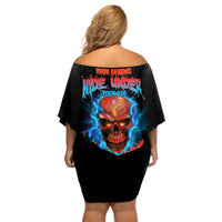 Your Demons Hide Under Your Bed Thunder Skull Off Shoulder Short Dress - Wonder Print Shop