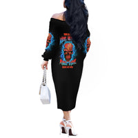 Your Demons Hide Under Your Bed Thunder Skull Off The Shoulder Long Sleeve Dress - Wonder Print Shop