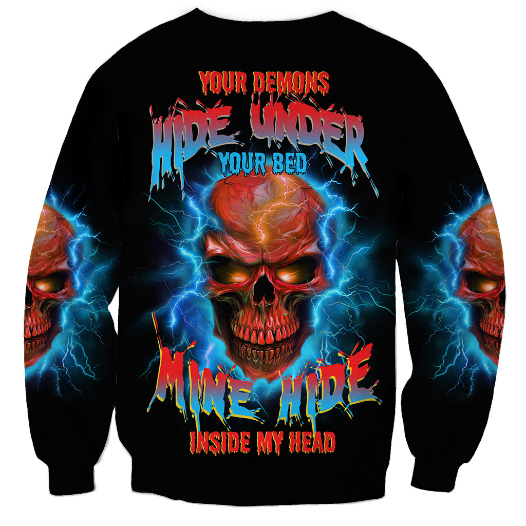 Your Demons Hide Under Your Bed Thunder Skull Sweatshirt - Wonder Print Shop