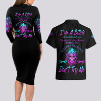 I'm A B Don't Try Me All Couples Matching Long Sleeve Bodycon Dress and Hawaiian Shirt - Wonder Print Shop