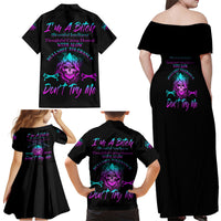 I'm A B Don't Try Me All Family Matching Off Shoulder Maxi Dress and Hawaiian Shirt - Wonder Print Shop