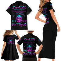 I'm A B Don't Try Me All Family Matching Short Sleeve Bodycon Dress and Hawaiian Shirt - Wonder Print Shop
