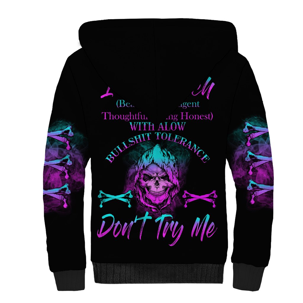 I'm A B Don't Try Me All Sherpa Hoodie - Wonder Print Shop