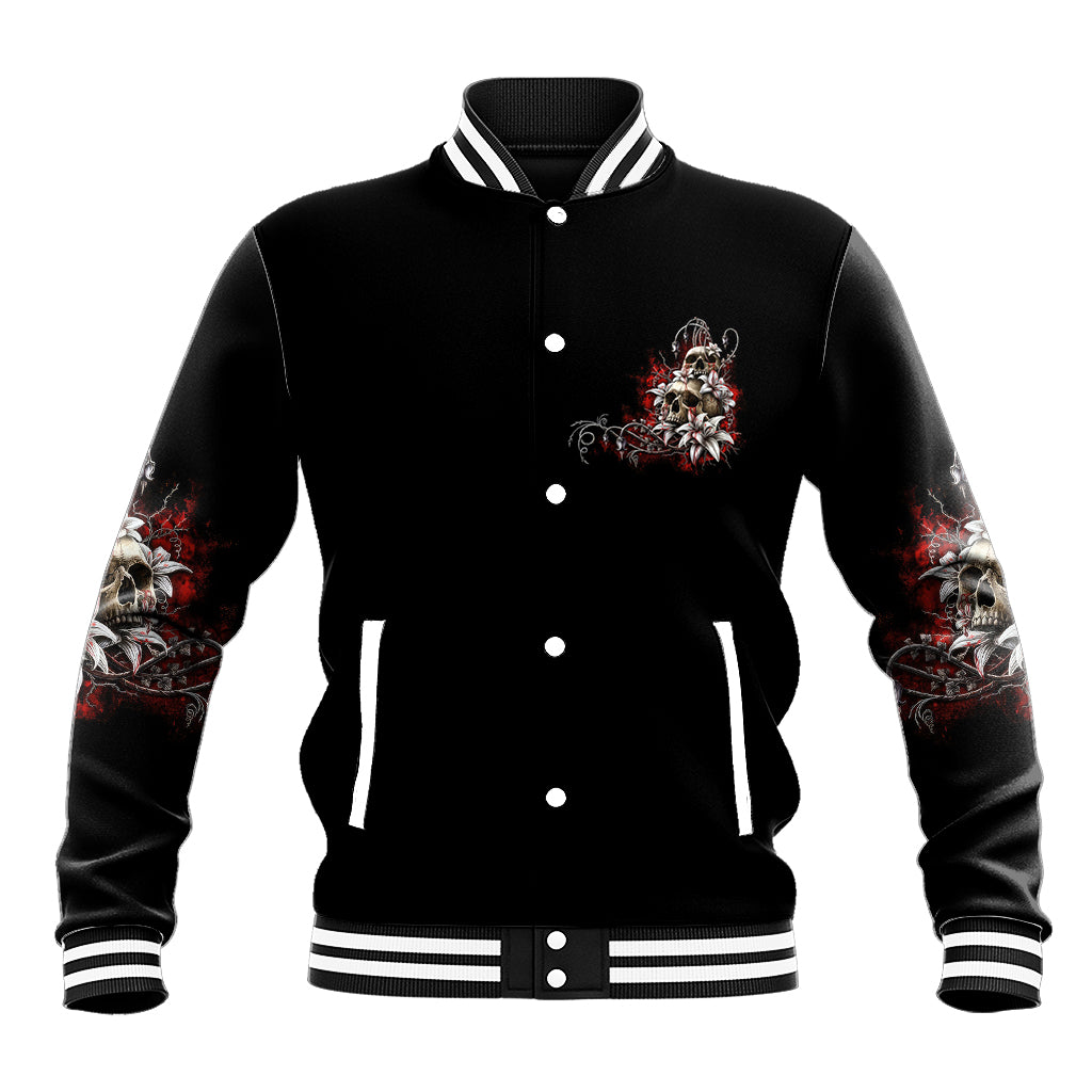 The Good Girl In Me Got Tired Skull Rose Baseball Jacket - Wonder Print Shop