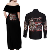 The Good Girl In Me Got Tired Skull Rose Couples Matching Off Shoulder Maxi Dress and Long Sleeve Button Shirt - Wonder Print Shop