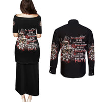 The Good Girl In Me Got Tired Skull Rose Couples Matching Puletasi Dress and Long Sleeve Button Shirt - Wonder Print Shop