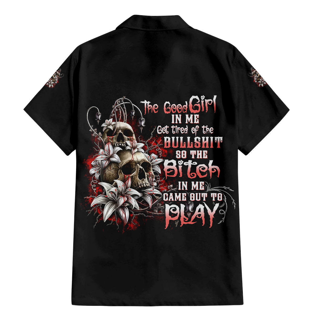 The Good Girl In Me Got Tired Skull Rose Family Matching Mermaid Dress and Hawaiian Shirt - Wonder Print Shop