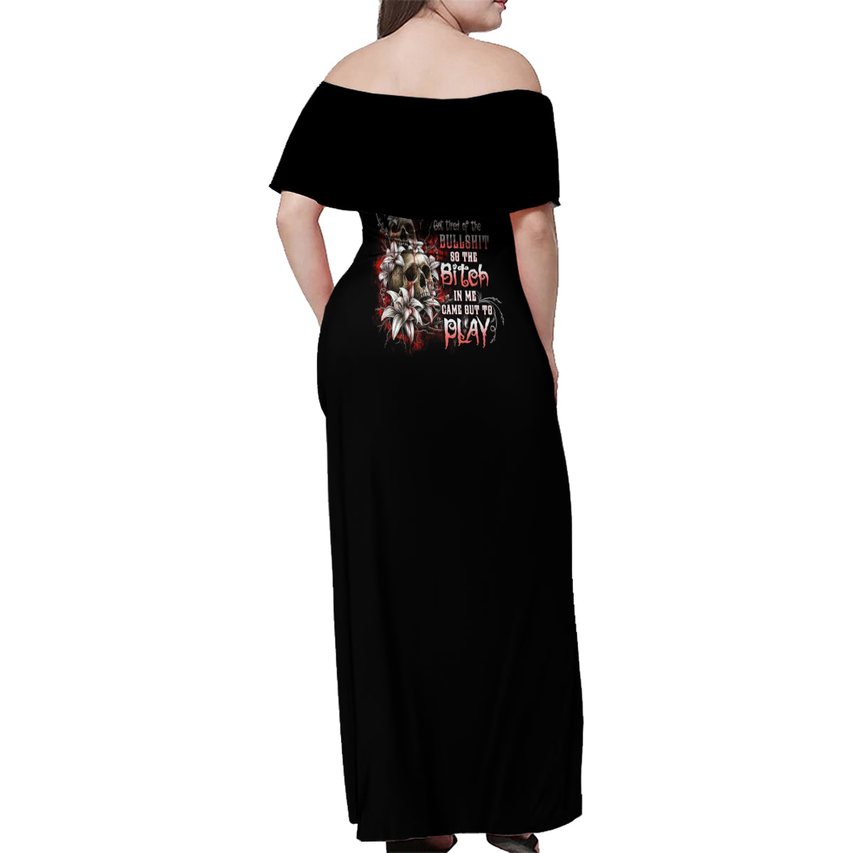 The Good Girl In Me Got Tired Skull Rose Family Matching Off Shoulder Maxi Dress and Hawaiian Shirt - Wonder Print Shop