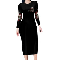 The Good Girl In Me Got Tired Skull Rose Long Sleeve Bodycon Dress - Wonder Print Shop