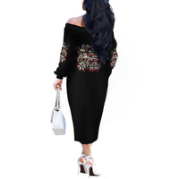 The Good Girl In Me Got Tired Skull Rose Off The Shoulder Long Sleeve Dress - Wonder Print Shop