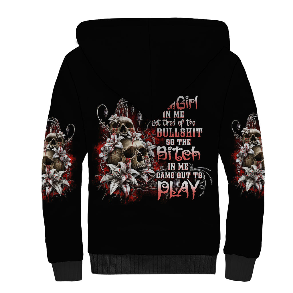The Good Girl In Me Got Tired Skull Rose Sherpa Hoodie - Wonder Print Shop
