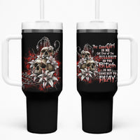 The Good Girl In Me Got Tired Skull Rose Tumbler With Handle - Wonder Print Shop