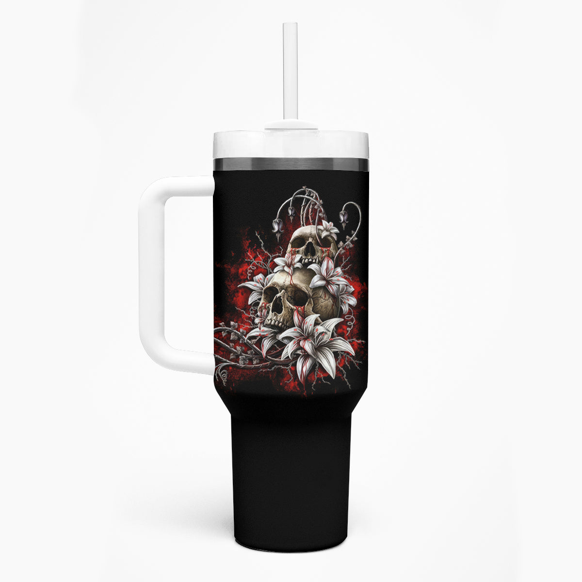 The Good Girl In Me Got Tired Skull Rose Tumbler With Handle - Wonder Print Shop