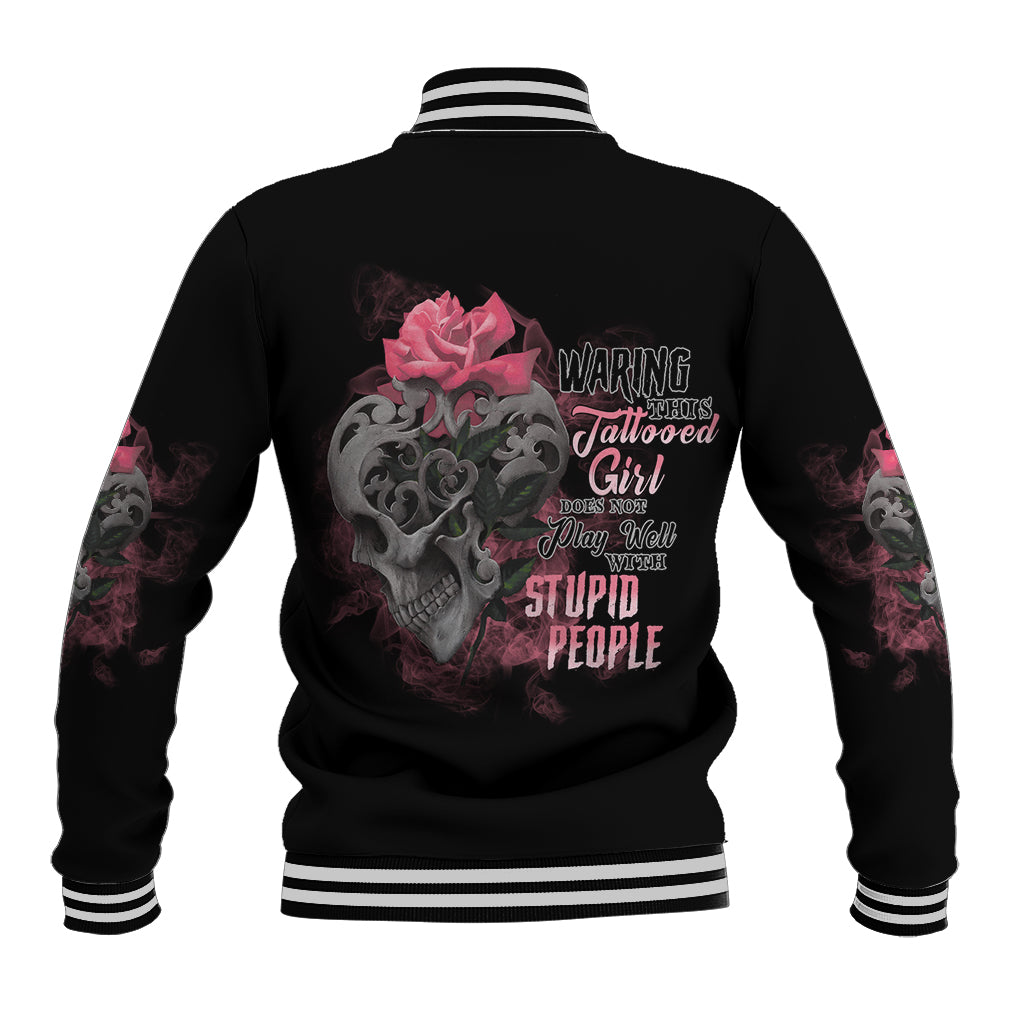 Warning This Tattooed Girl Baseball Jacket - Wonder Print Shop