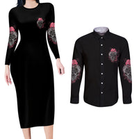 Warning This Tattooed Girl Couples Matching Long Sleeve Bodycon Dress and Long Sleeve Button Shirt - Wonder Print Shop