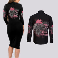 Warning This Tattooed Girl Couples Matching Long Sleeve Bodycon Dress and Long Sleeve Button Shirt - Wonder Print Shop