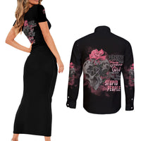 Warning This Tattooed Girl Couples Matching Short Sleeve Bodycon Dress and Long Sleeve Button Shirt - Wonder Print Shop