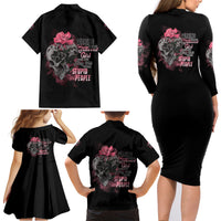 Warning This Tattooed Girl Family Matching Long Sleeve Bodycon Dress and Hawaiian Shirt - Wonder Print Shop