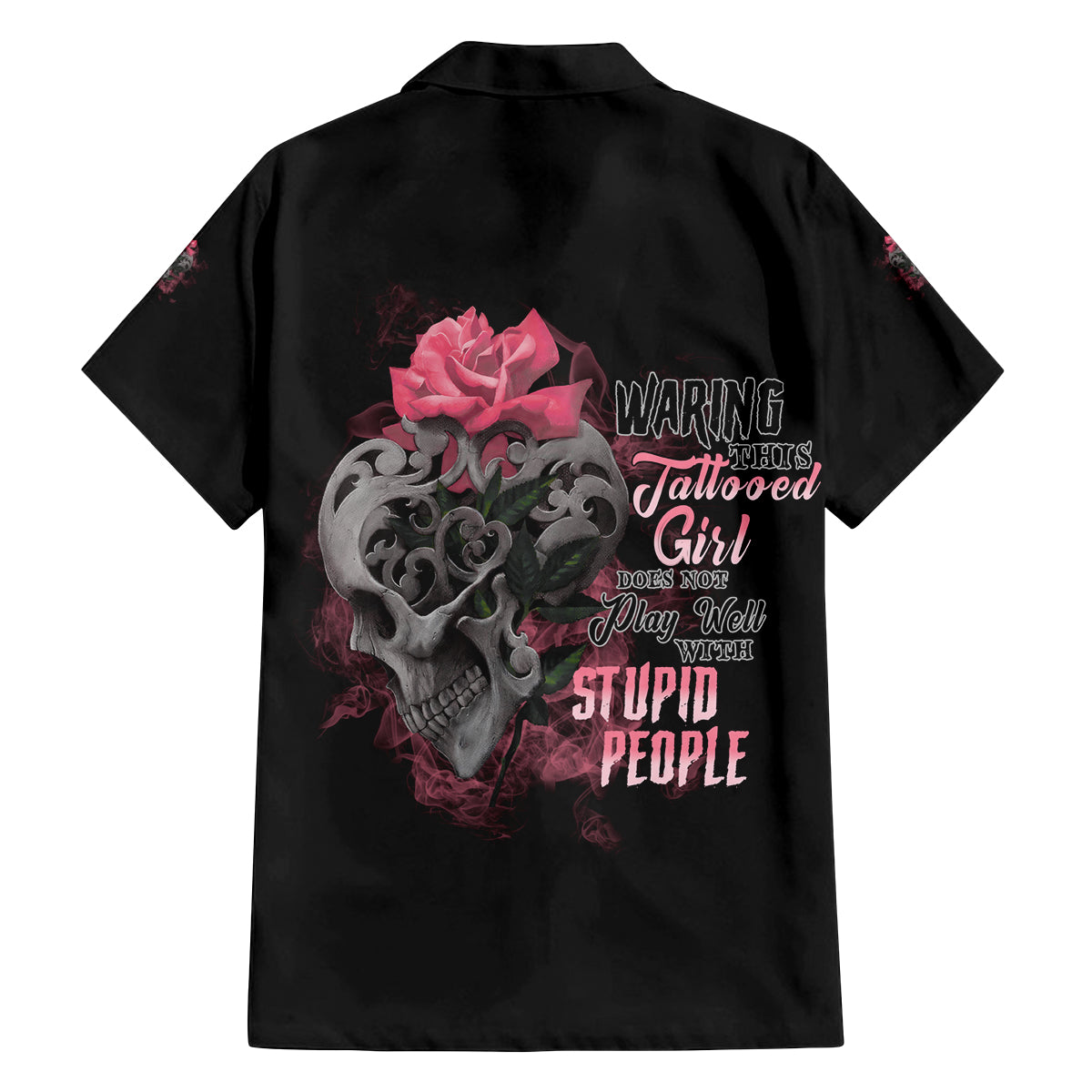 Warning This Tattooed Girl Family Matching Long Sleeve Bodycon Dress and Hawaiian Shirt - Wonder Print Shop