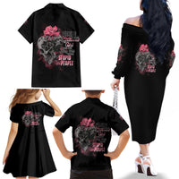 Warning This Tattooed Girl Family Matching Off Shoulder Long Sleeve Dress and Hawaiian Shirt - Wonder Print Shop