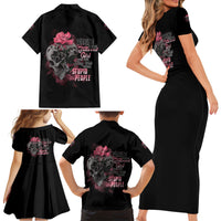Warning This Tattooed Girl Family Matching Short Sleeve Bodycon Dress and Hawaiian Shirt - Wonder Print Shop