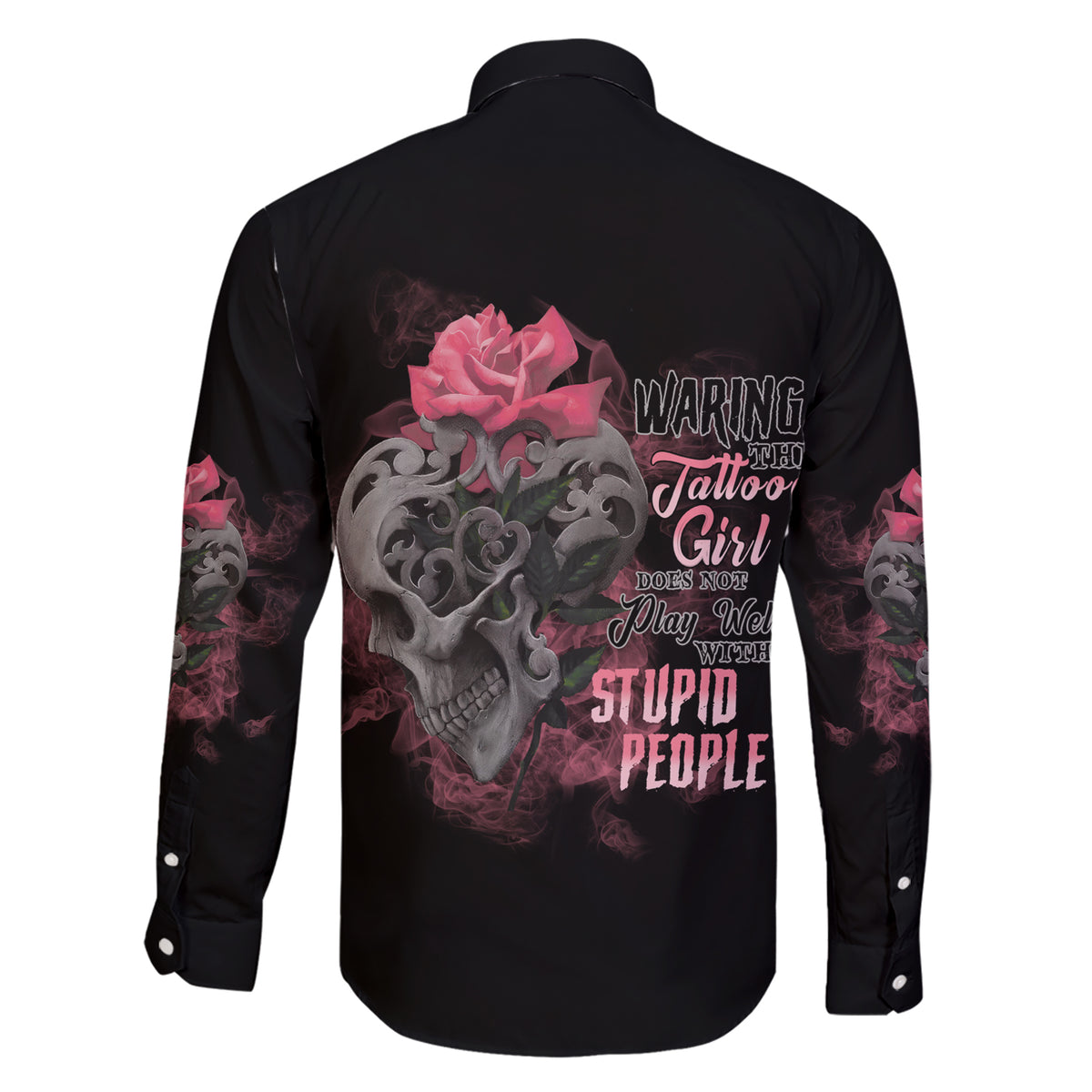 Warning This Tattooed Girl Family Matching Short Sleeve Bodycon Dress and Hawaiian Shirt - Wonder Print Shop