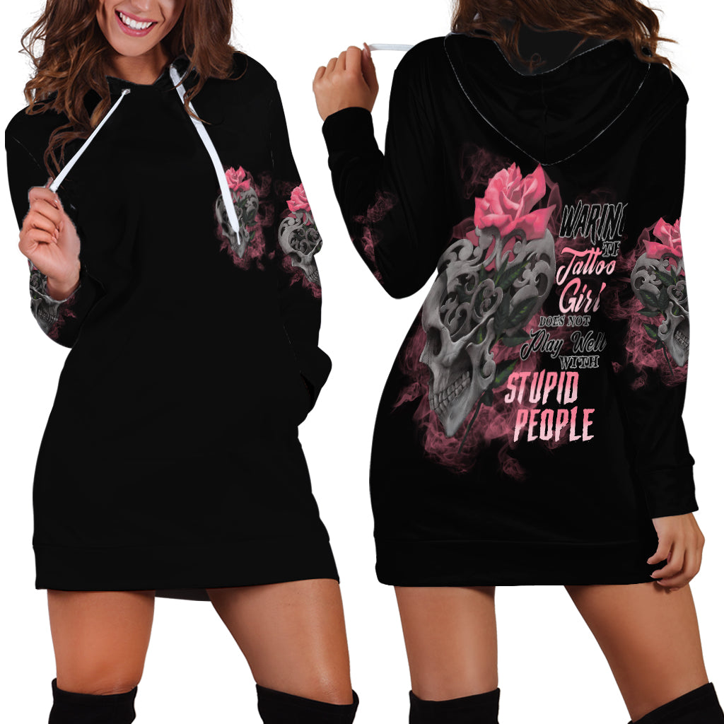 Warning This Tattooed Girl Hoodie Dress - Wonder Print Shop