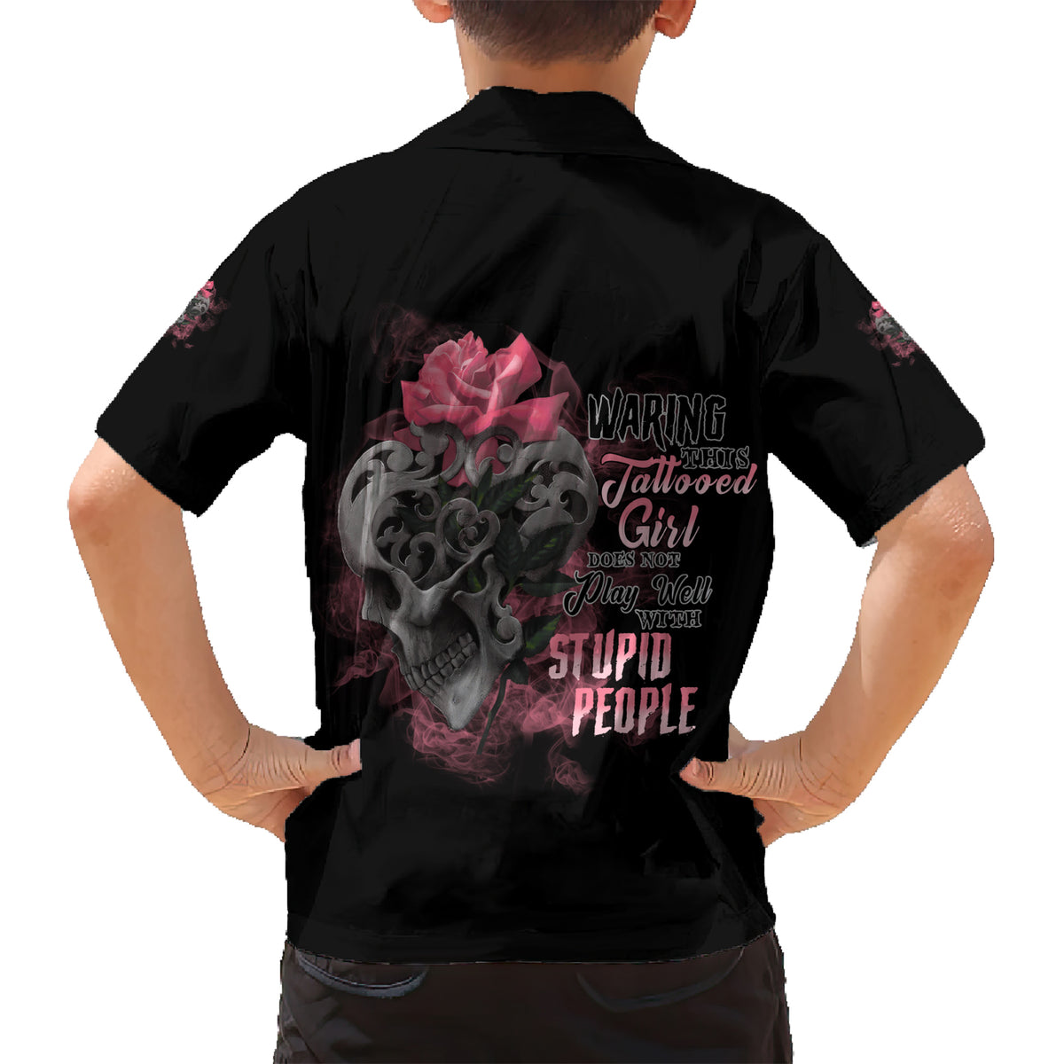 Warning This Tattooed Girl Kid Hawaiian Shirt - Wonder Print Shop