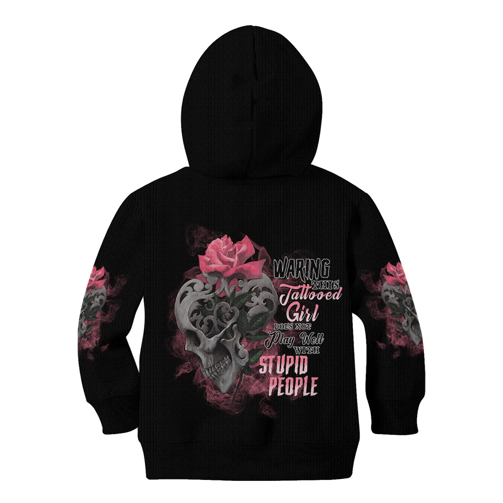 Warning This Tattooed Girl Kid Hoodie - Wonder Print Shop