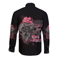 Warning This Tattooed Girl Long Sleeve Button Shirt - Wonder Print Shop