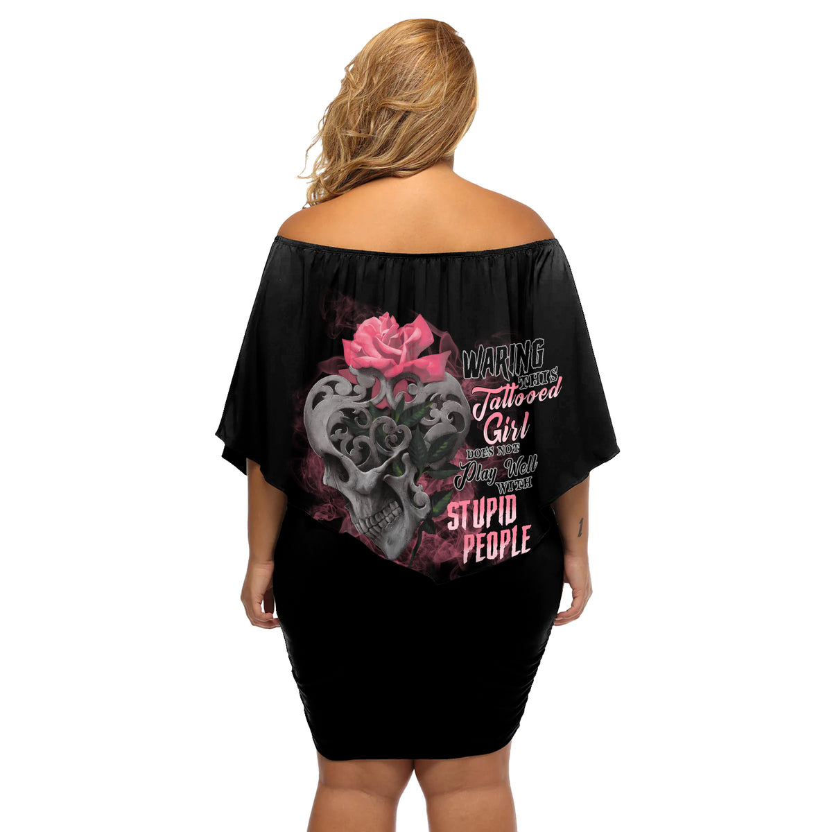 Warning This Tattooed Girl Off Shoulder Short Dress - Wonder Print Shop