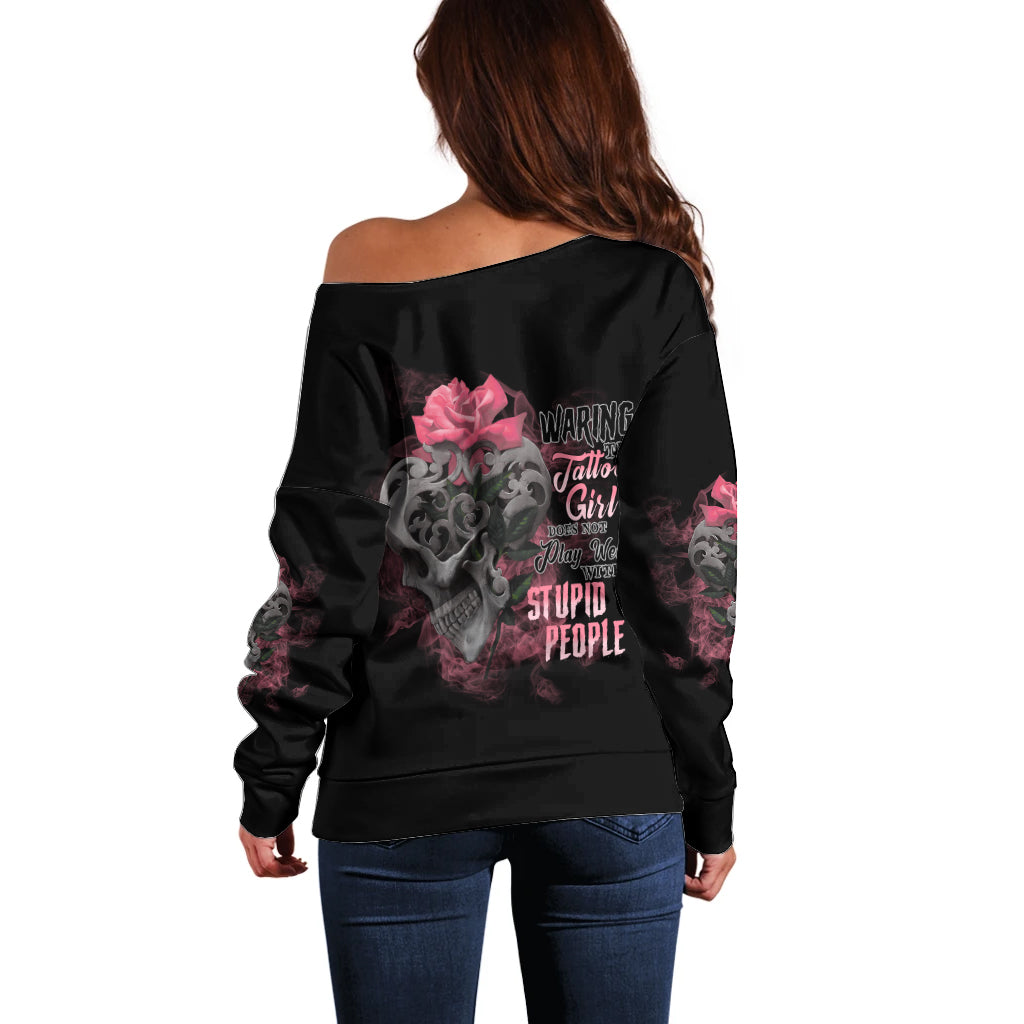 Warning This Tattooed Girl Off Shoulder Sweater - Wonder Print Shop