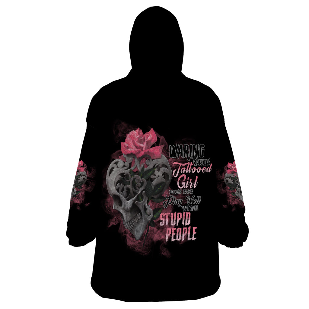 Warning This Tattooed Girl Wearable Blanket Hoodie - Wonder Print Shop