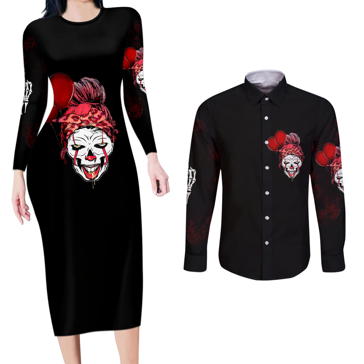 Piss Me Off I Will Couples Matching Long Sleeve Bodycon Dress and Long Sleeve Button Shirt - Wonder Print Shop