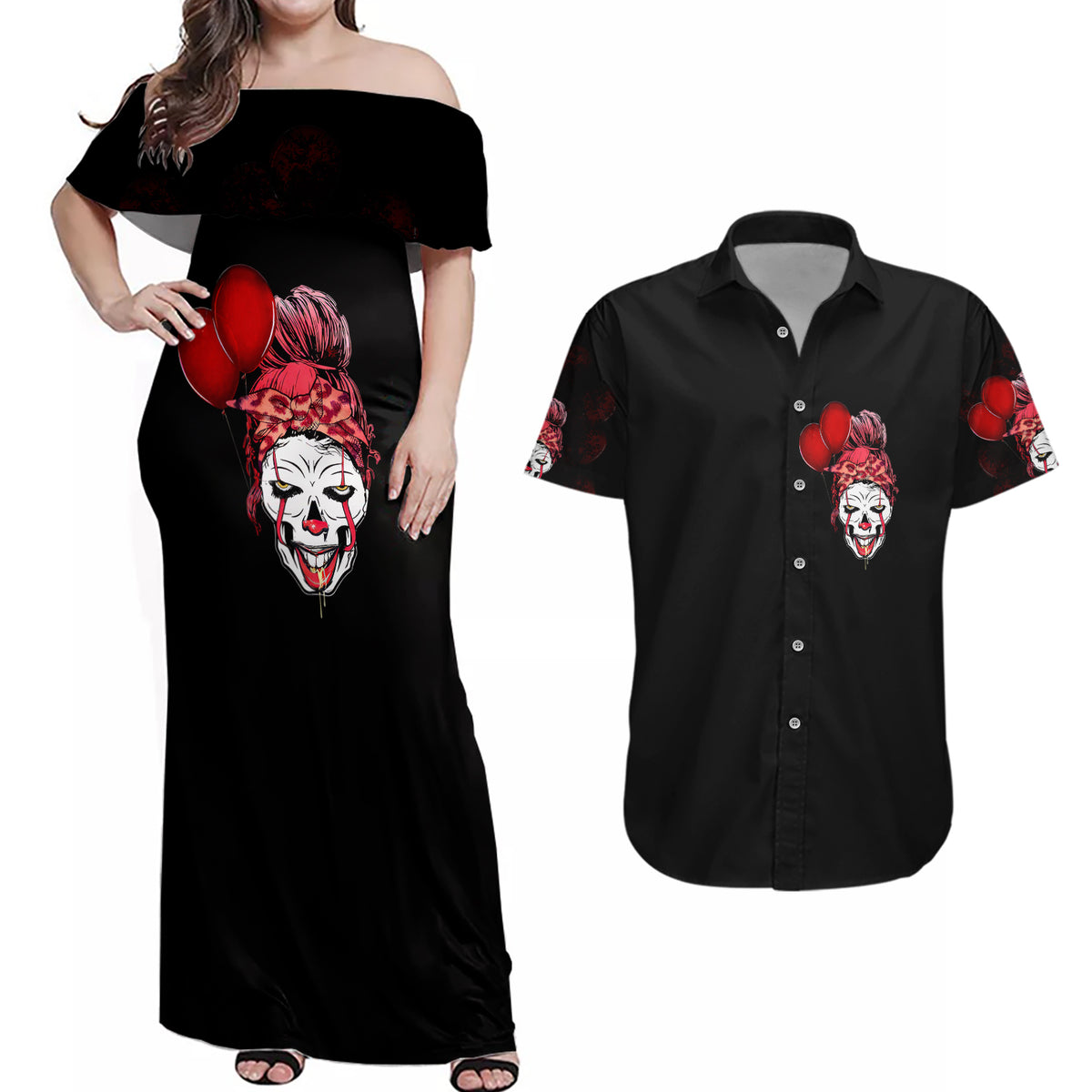 Piss Me Off I Will Couples Matching Off Shoulder Maxi Dress and Hawaiian Shirt - Wonder Print Shop