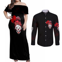 Piss Me Off I Will Couples Matching Off Shoulder Maxi Dress and Long Sleeve Button Shirt - Wonder Print Shop