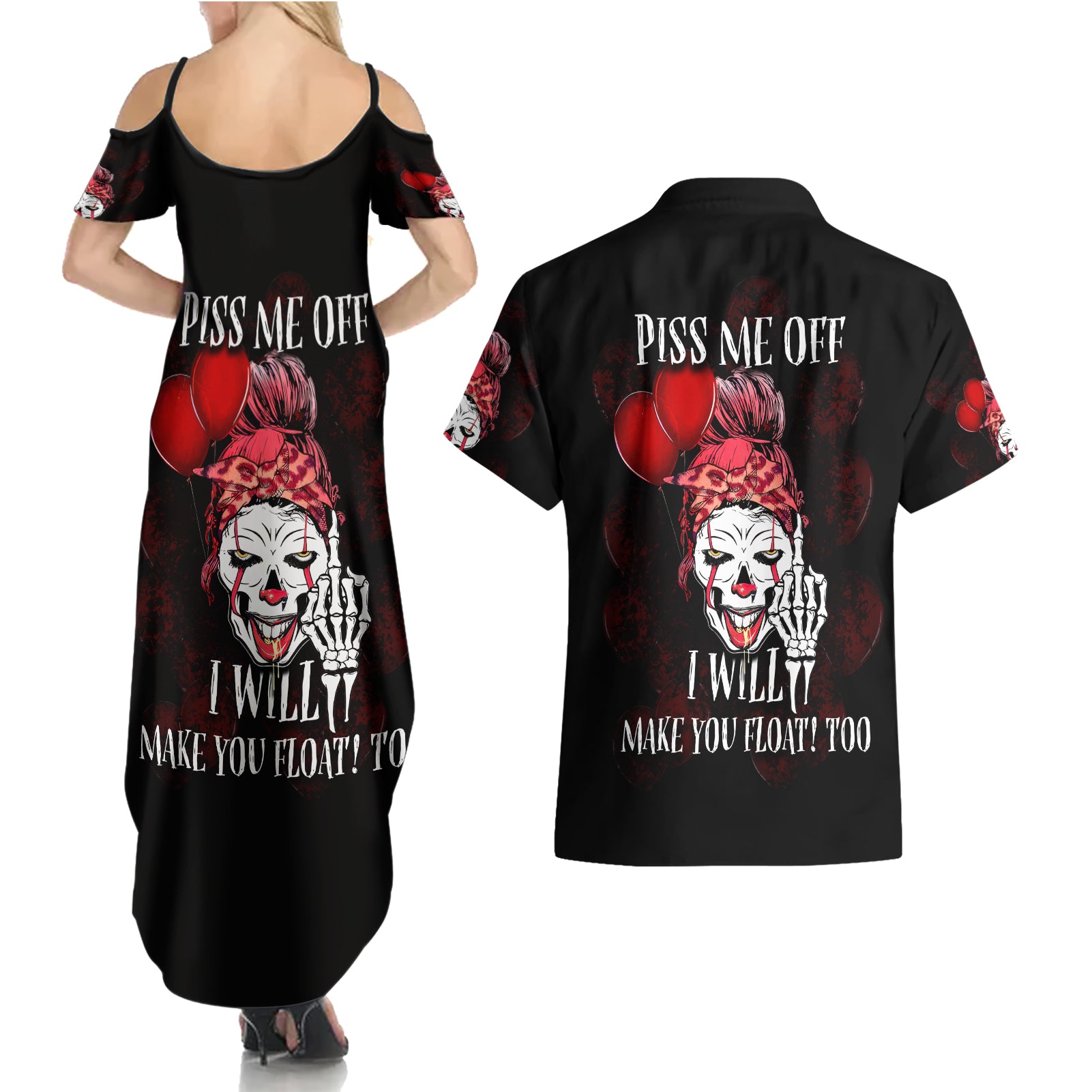 Piss Me Off I Will Couples Matching Summer Maxi Dress and Hawaiian Shirt - Wonder Print Shop