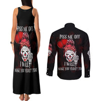 Piss Me Off I Will Couples Matching Tank Maxi Dress and Long Sleeve Button Shirt - Wonder Print Shop