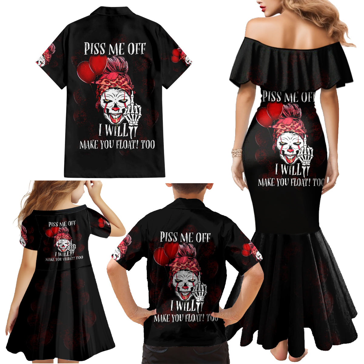 Piss Me Off I Will Family Matching Mermaid Dress and Hawaiian Shirt - Wonder Print Shop