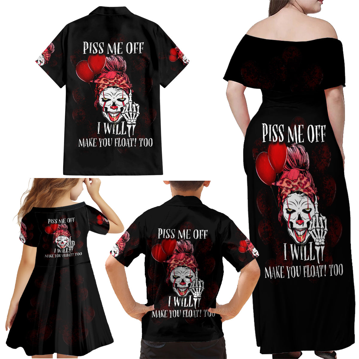 Piss Me Off I Will Family Matching Off Shoulder Maxi Dress and Hawaiian Shirt - Wonder Print Shop