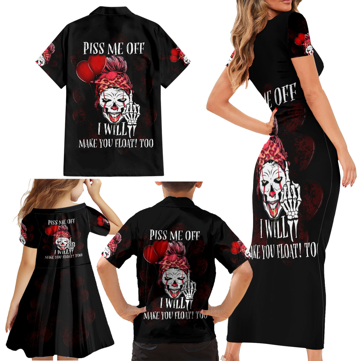Piss Me Off I Will Family Matching Short Sleeve Bodycon Dress and Hawaiian Shirt - Wonder Print Shop