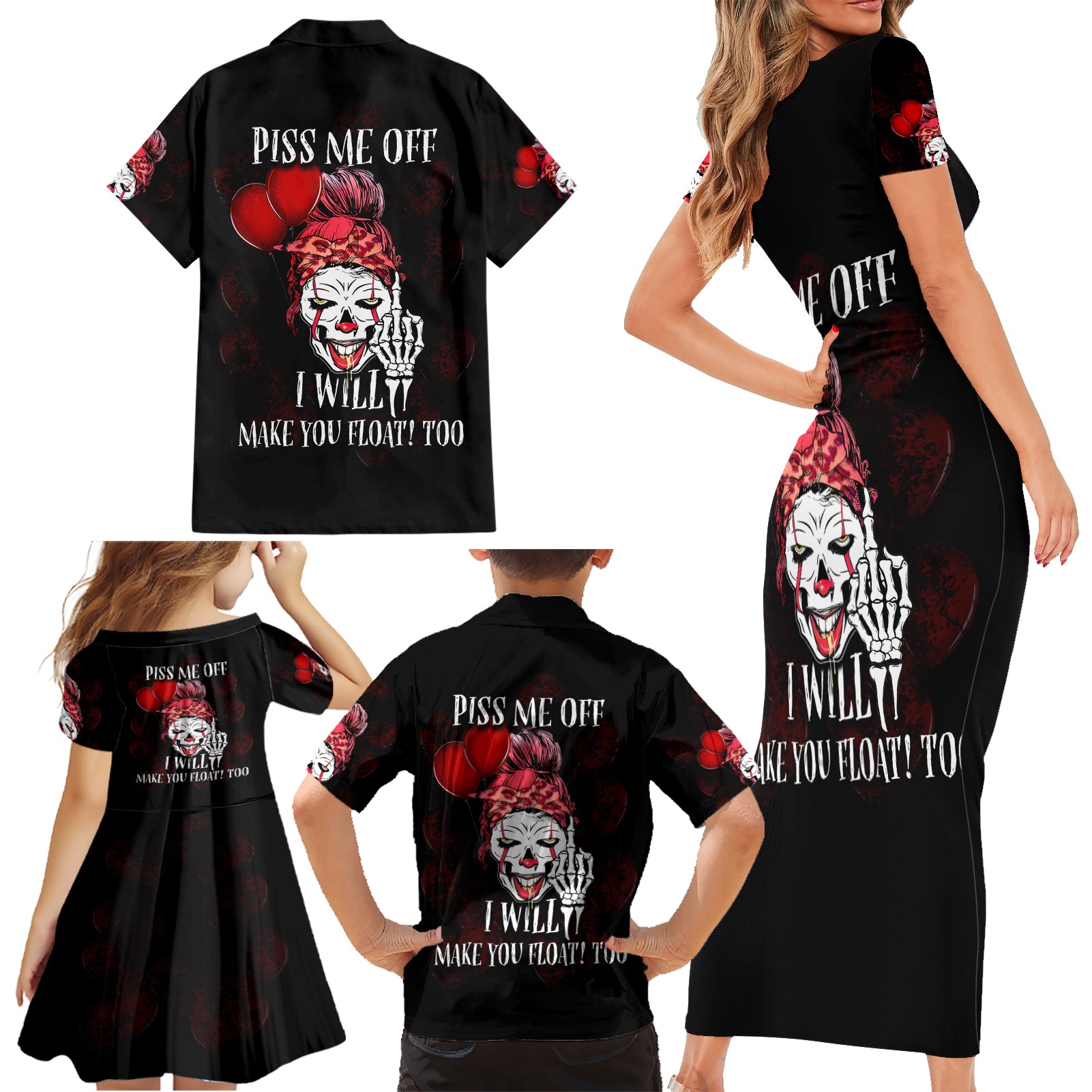 Piss Me Off I Will Family Matching Short Sleeve Bodycon Dress and Hawaiian Shirt - Wonder Print Shop