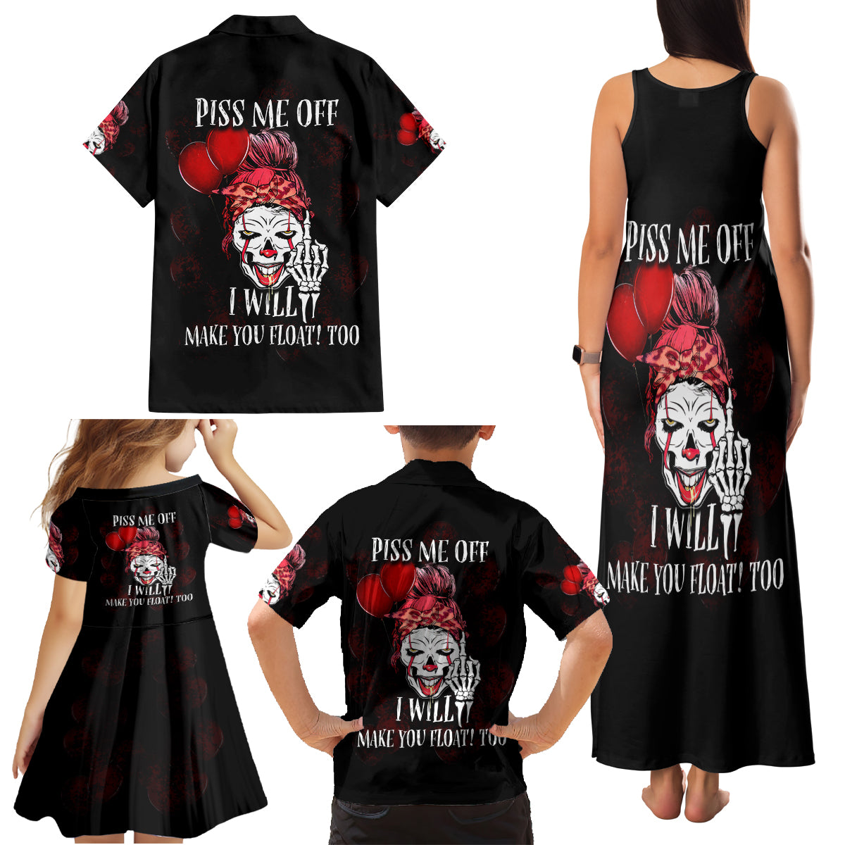 Piss Me Off I Will Family Matching Tank Maxi Dress and Hawaiian Shirt - Wonder Print Shop