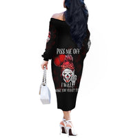 Piss Me Off I Will Off The Shoulder Long Sleeve Dress - Wonder Print Shop